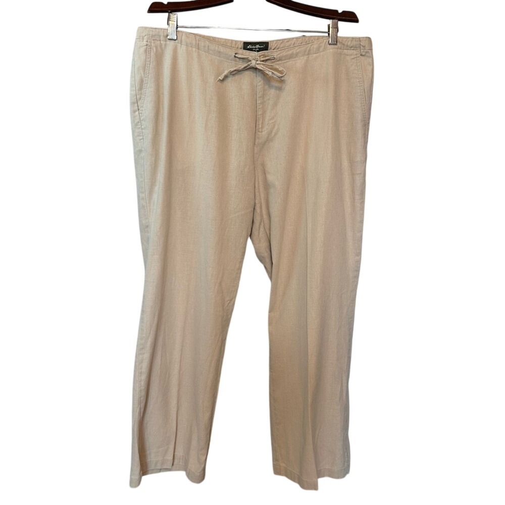 Eddie Bauer Women's Tan Linen Casual Pants Size 16P‎